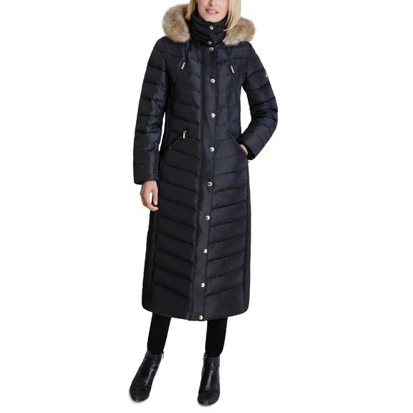 michael michael kors women's faux fur trim hooded puffer coat